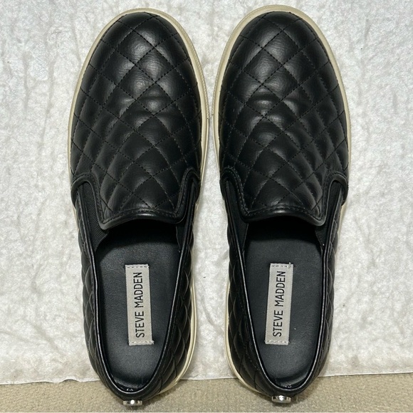 Steve Madden Womens Black Quilted Ecentrcq SlipOn Casual Sneaker Shoes SZ 8.5M - Picture 5 of 11